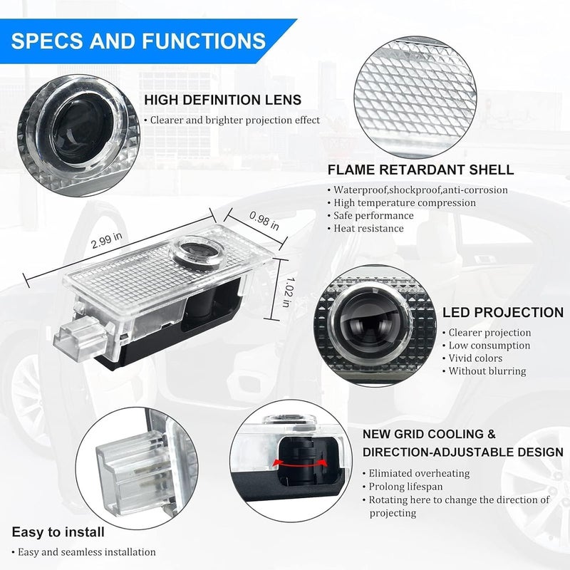 LBYYFCA High Definition LED Projection Welcome Light，Logo Projector Puddle Lights，Compatible with 1/3/4/5/6/7/x1/x2/x3/x4/x5/x6/x7/M/328i/28i/530i/528i/e92，Plug and Play (2PCS) - Image 2